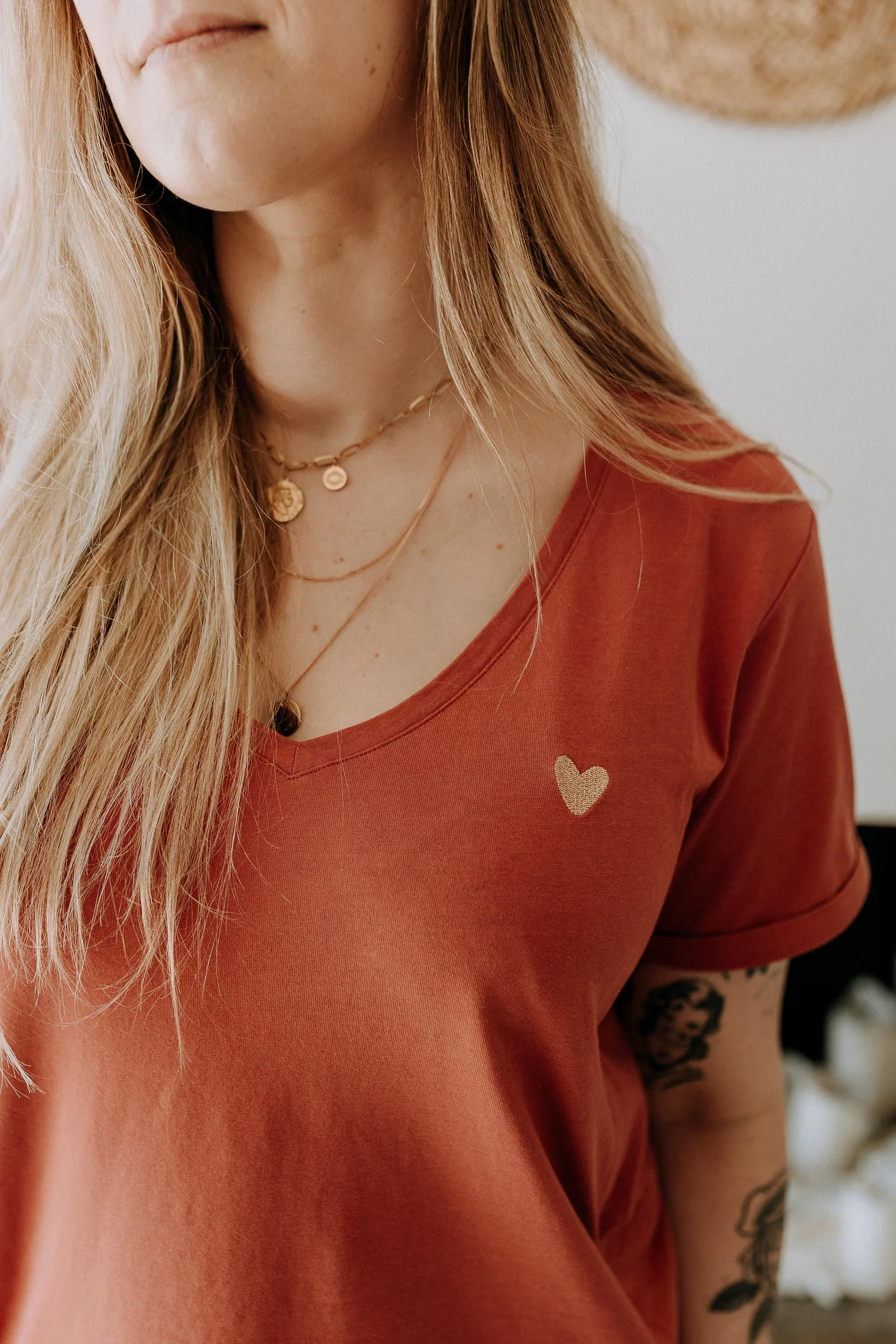 Tee shirt d'allaitement terracotta atelier belette Heart of Gold