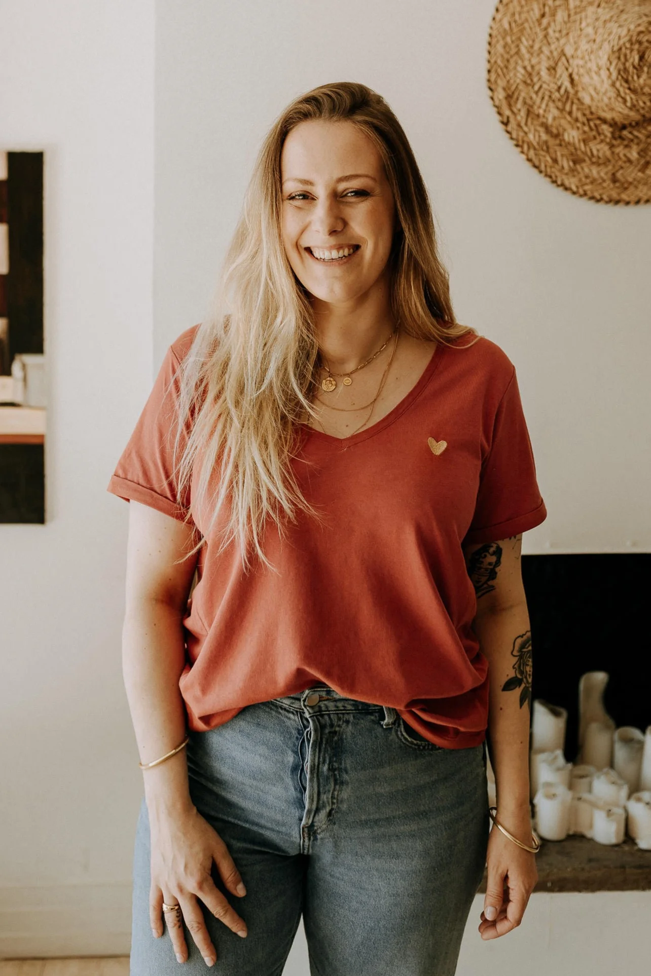 T-shirt d'allaitement terracotta atelier belette Heart of Gold