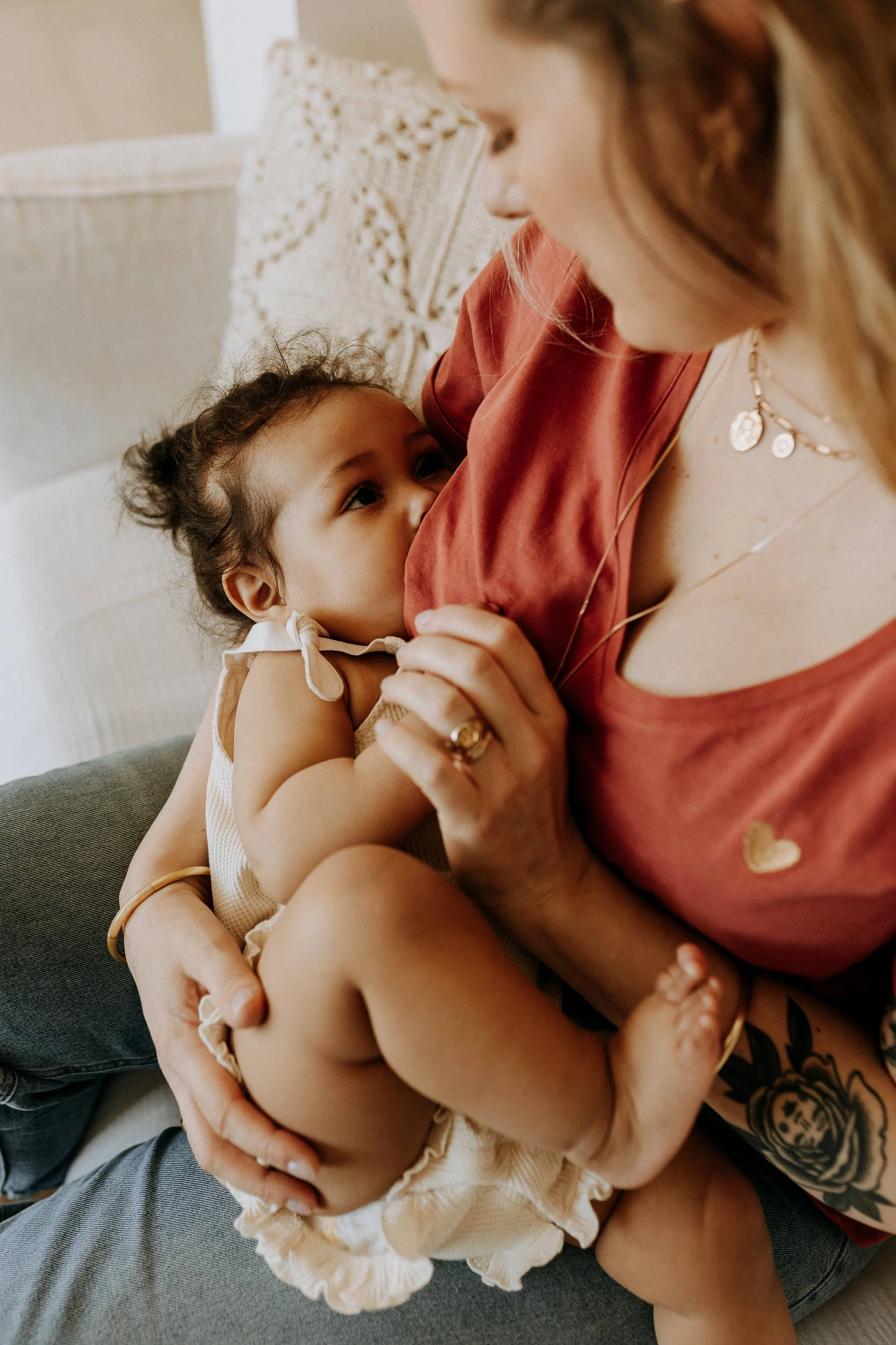 Tee shirt d'allaitement terracotta atelier belette Heart of Gold