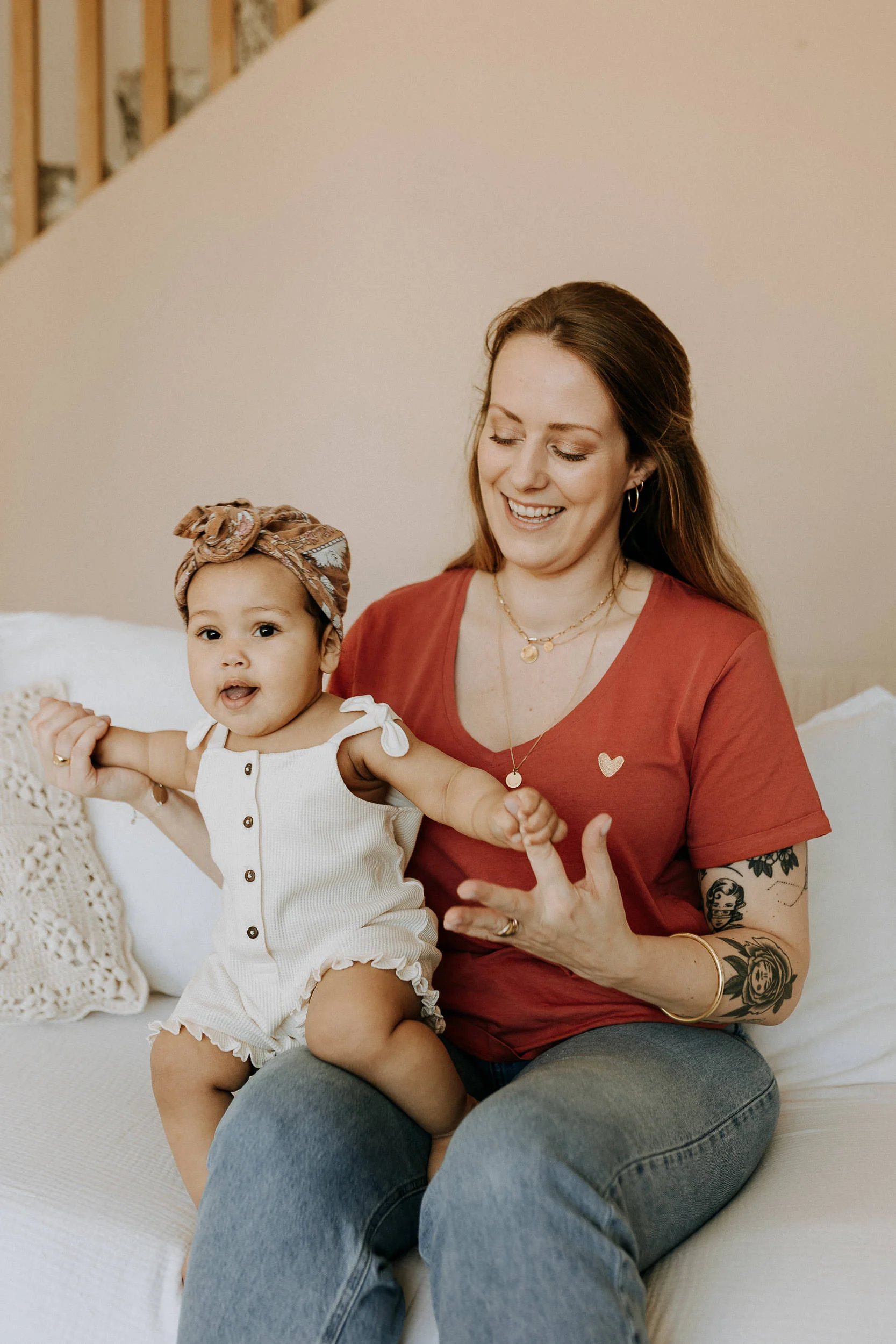 Tee shirt d'allaitement terracotta atelier belette Heart of Gold