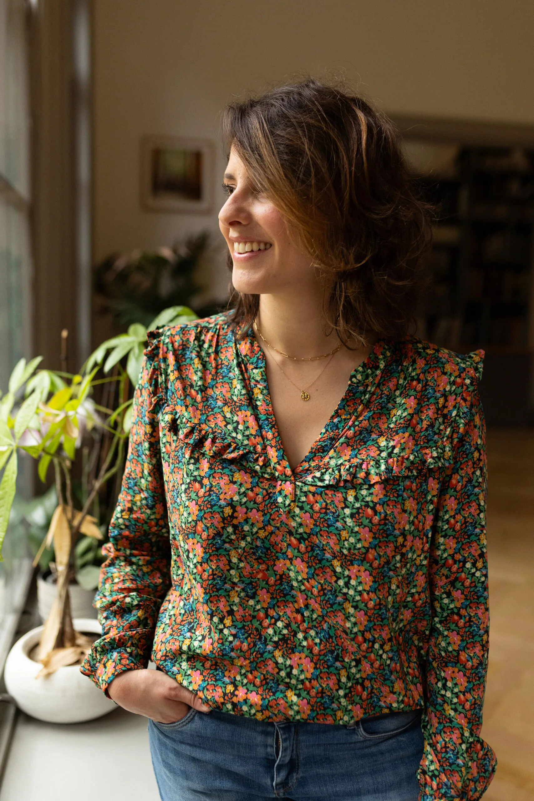 Blouse d'allaitement fleurie moonlight flowers atelier belette