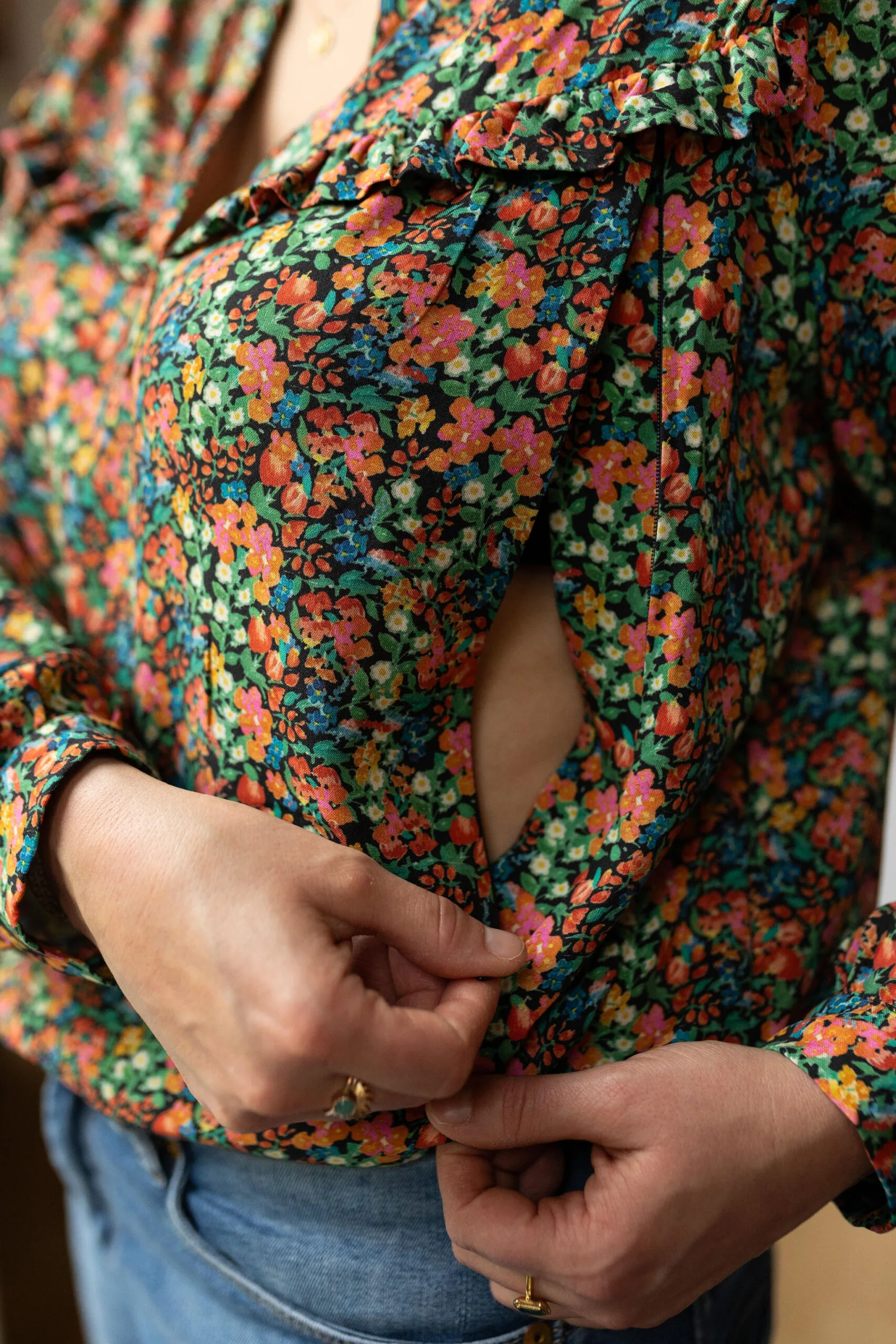 Blouse d'allaitement fleurie moonlight flowers atelier belette