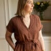robe longue allaitement rayée terracotta sweet chili atelier belette