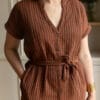 robe longue allaitement rayée terracotta sweet chili atelier belette