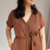 robe longue allaitement rayée terracotta sweet chili atelier belette