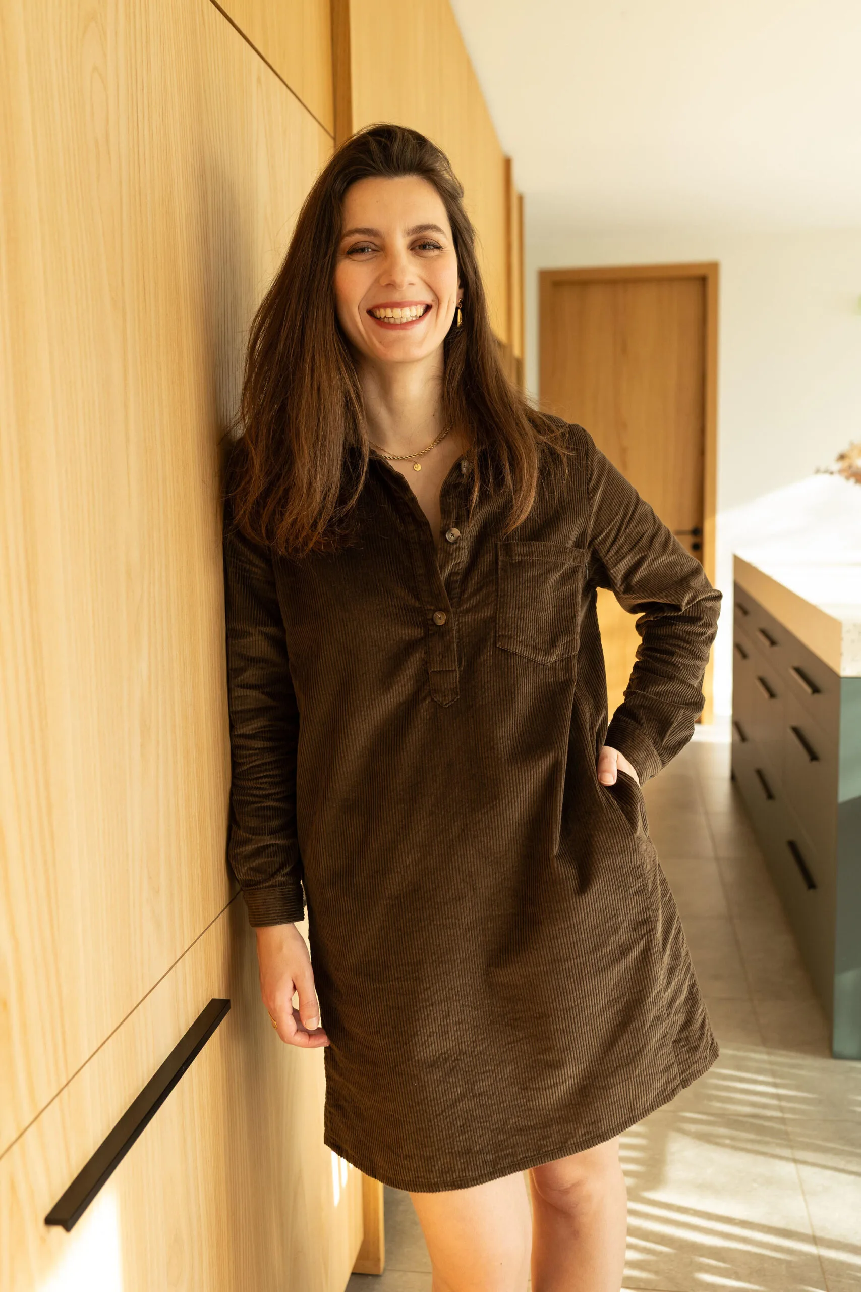 robe velours allaitement marron woodland walk atelier belette