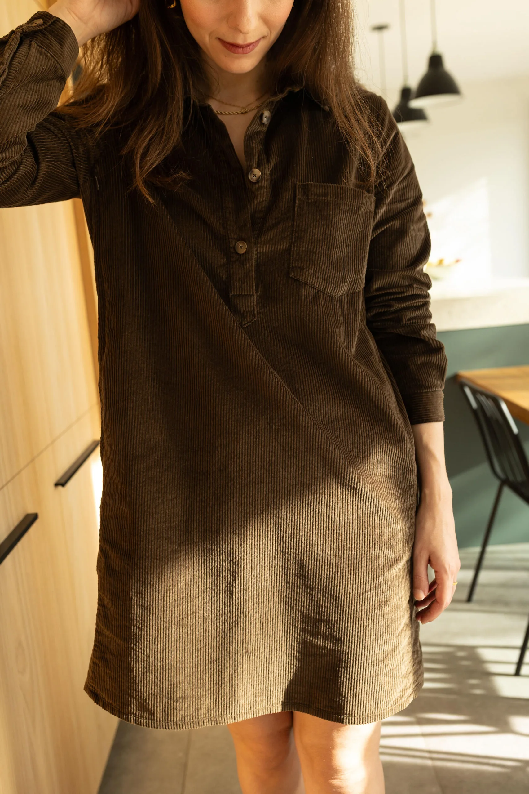 robe velours allaitement marron woodland walk atelier belette