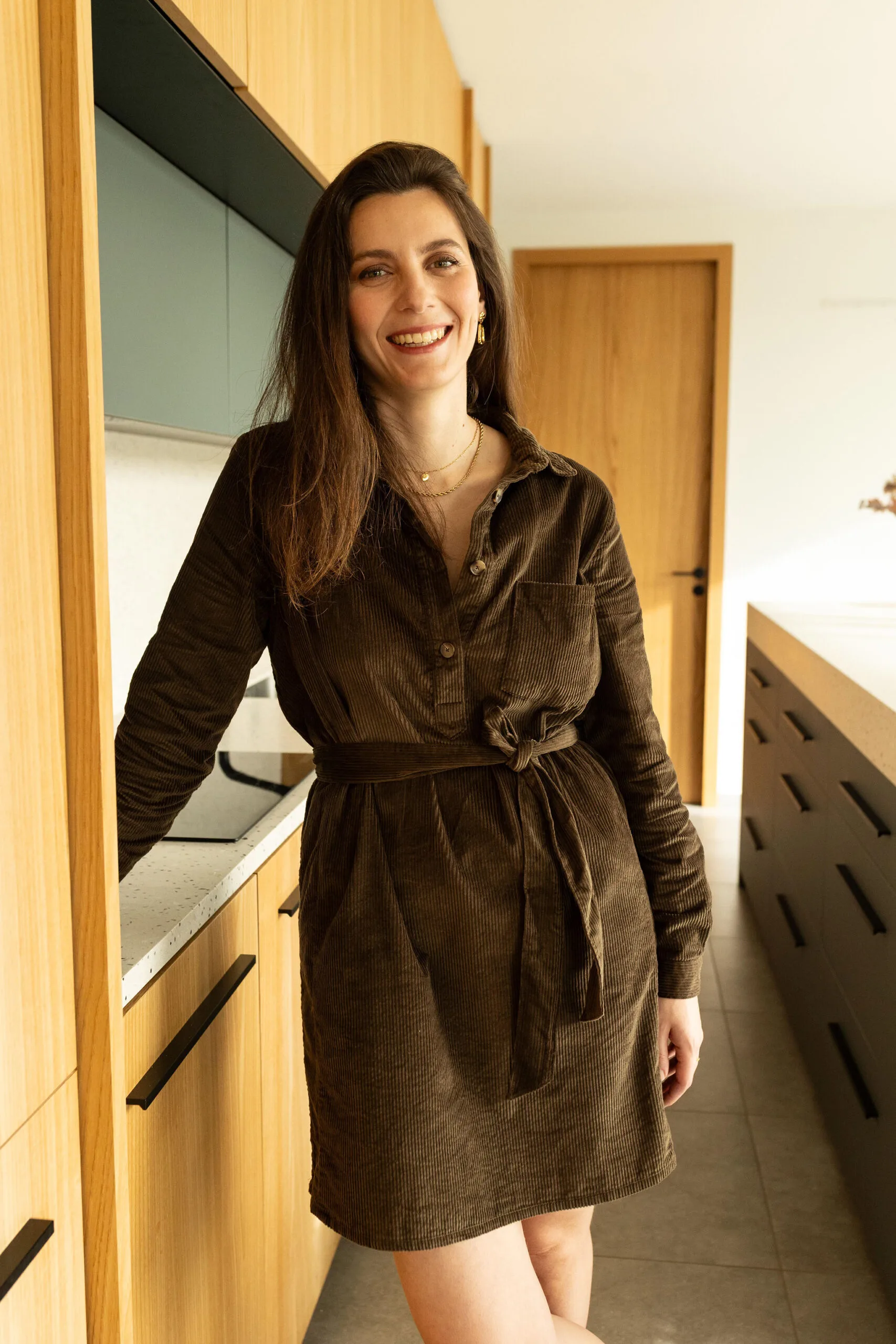 robe velours allaitement marron woodland walk atelier belette