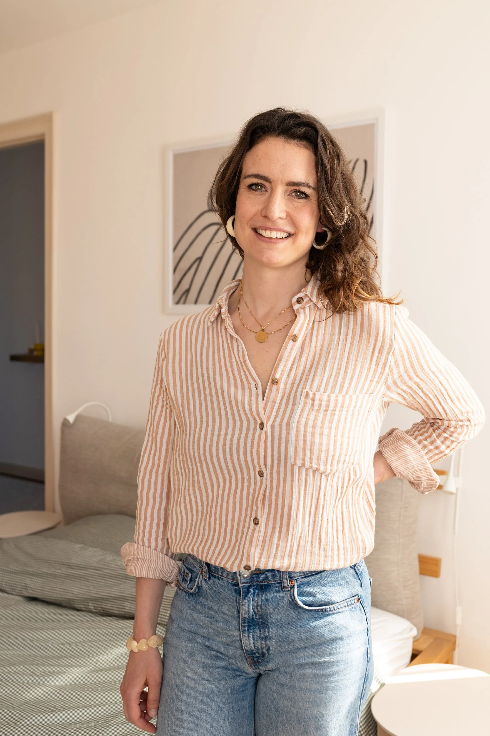 stripe me baby chemise allaitement rayée beige atelier belette