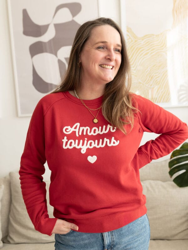 sweat d'allaitement red love atelier belette amour toujours