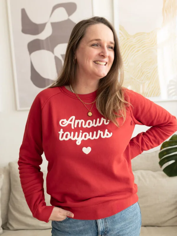 sweat d'allaitement red love atelier belette amour toujours