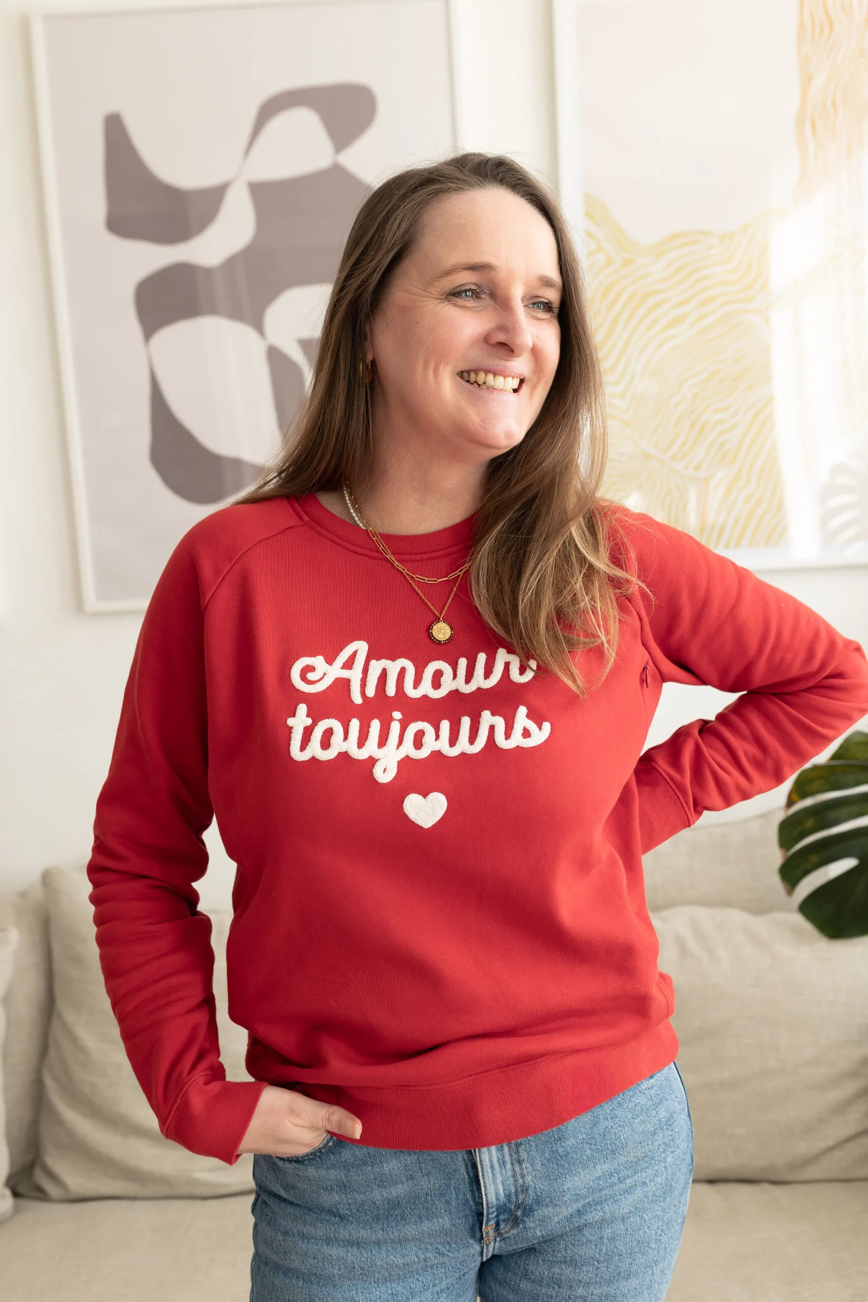 sweat d'allaitement red love atelier belette amour toujours