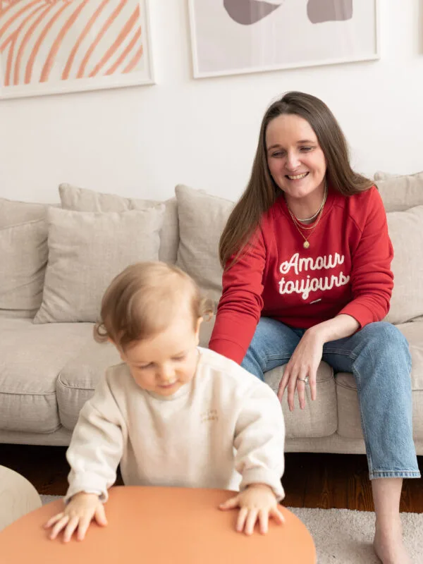 sweat d'allaitement red love atelier belette amour toujours