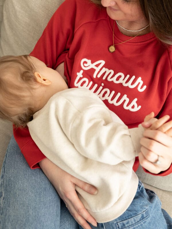 sweat d'allaitement red love atelier belette amour toujours