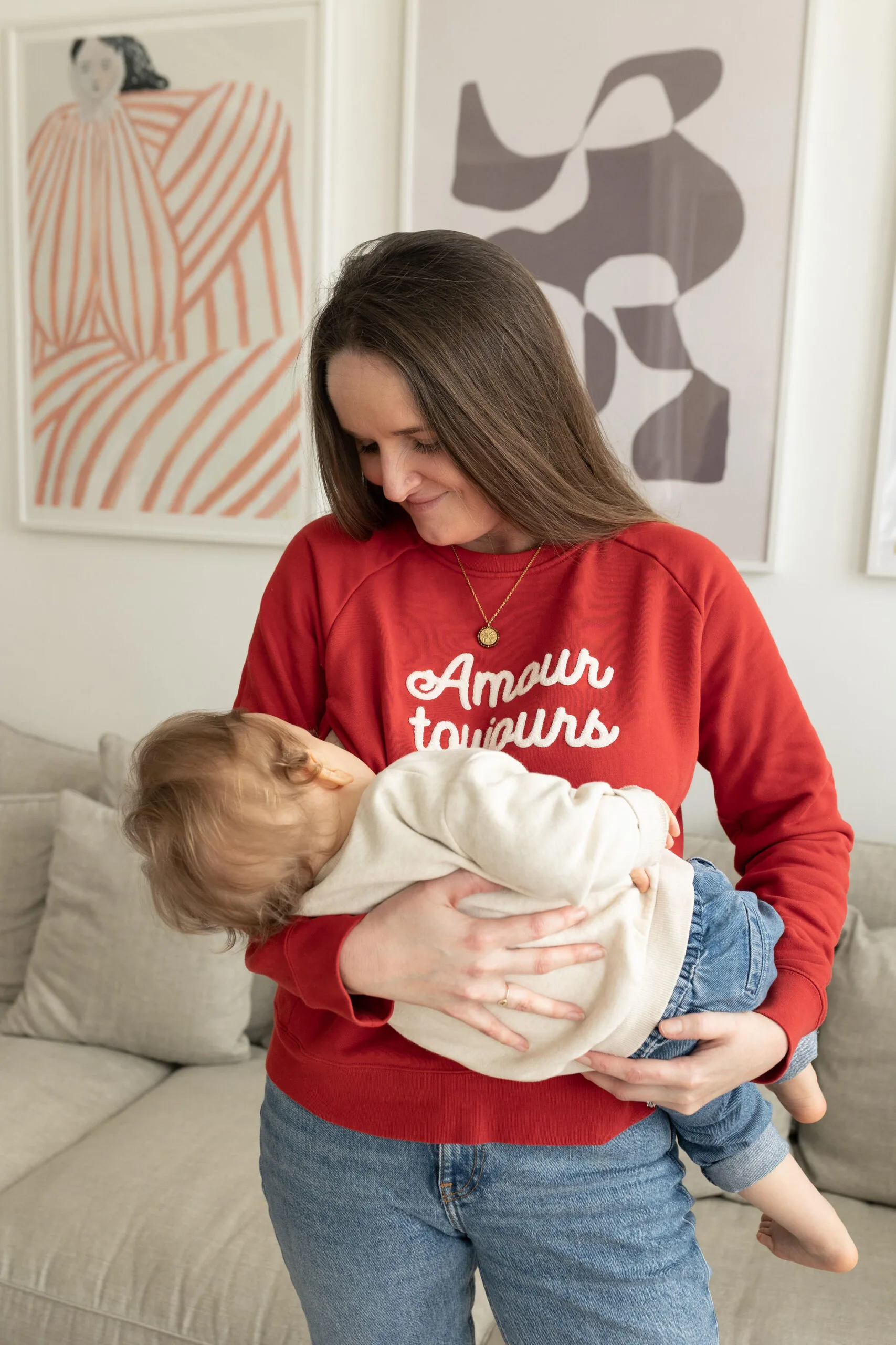 sweat d'allaitement red love atelier belette amour toujours