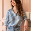 chemise d'allaitement rayée bleue atelier belette ocean drive