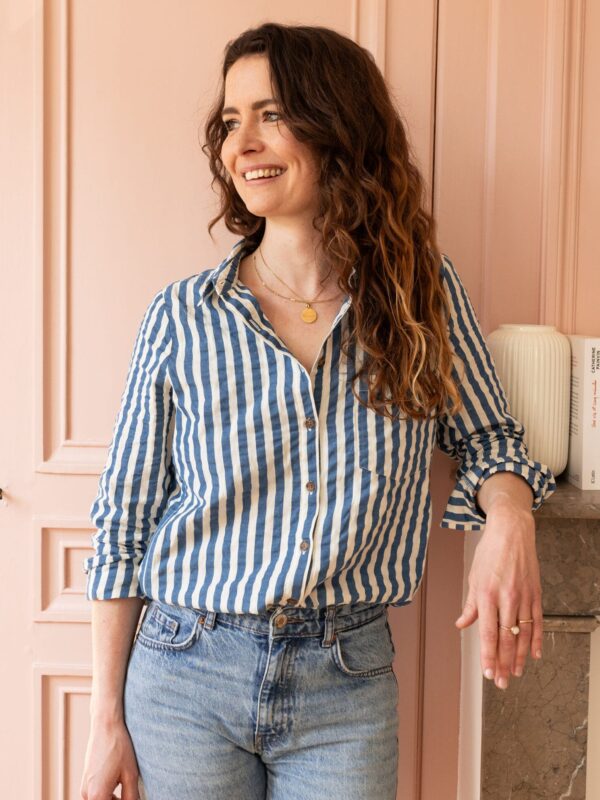 chemise d'allaitement rayée bleue atelier belette ocean drive