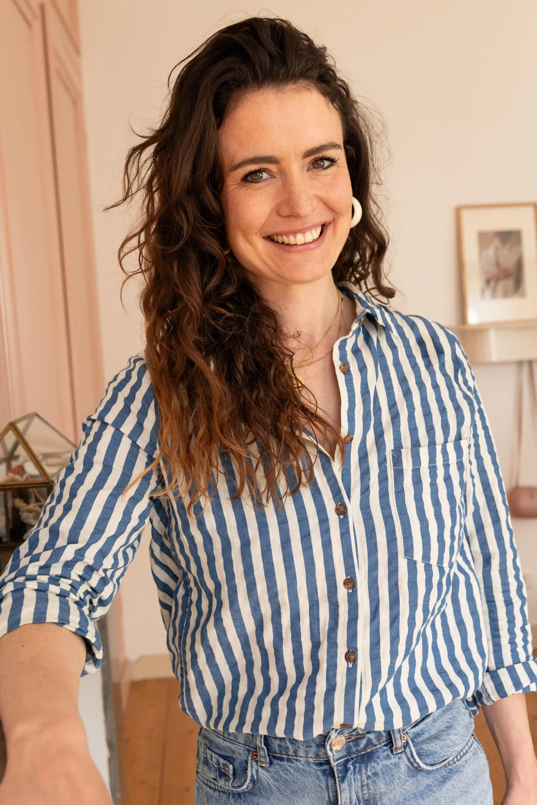 chemise d'allaitement rayée bleue atelier belette ocean drive