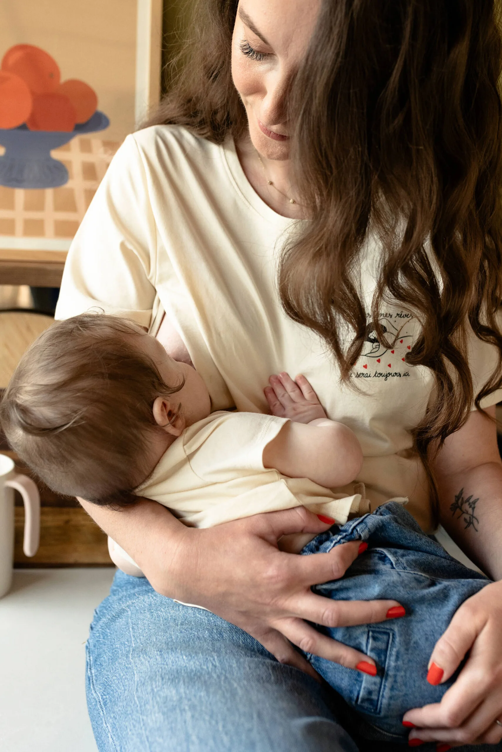 Tee shirt allaitement collab famille Atelier Belette Maude Manivert