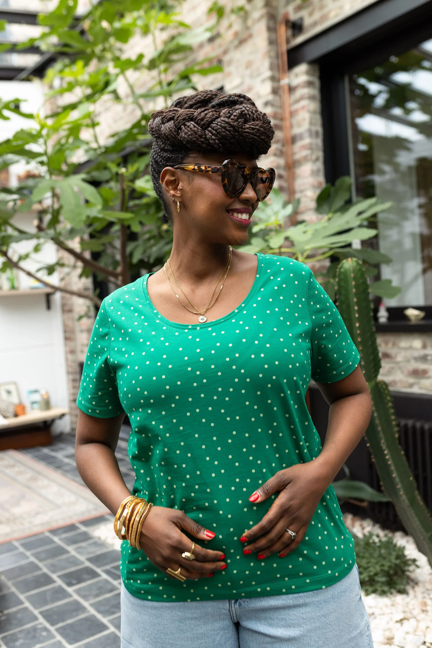 tee shirt allaitement vert pois Dot worry be happy atelier belette