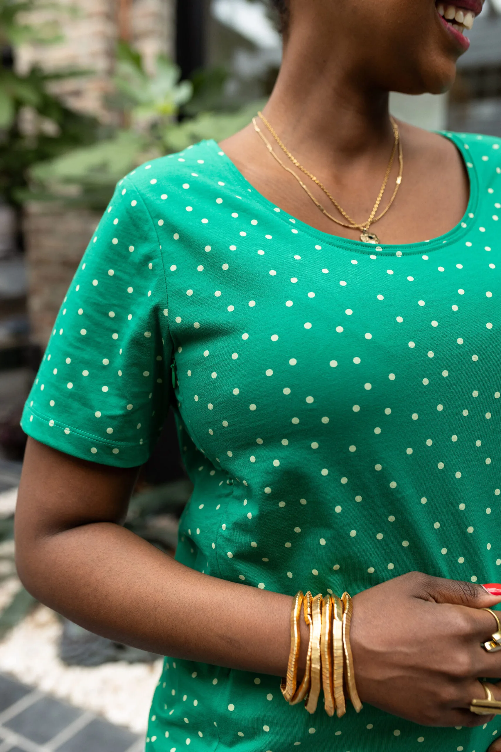 tee shirt allaitement vert pois Dot worry be happy atelier belette