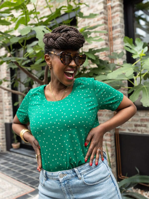 tee shirt allaitement vert pois Dot worry be happy atelier belette