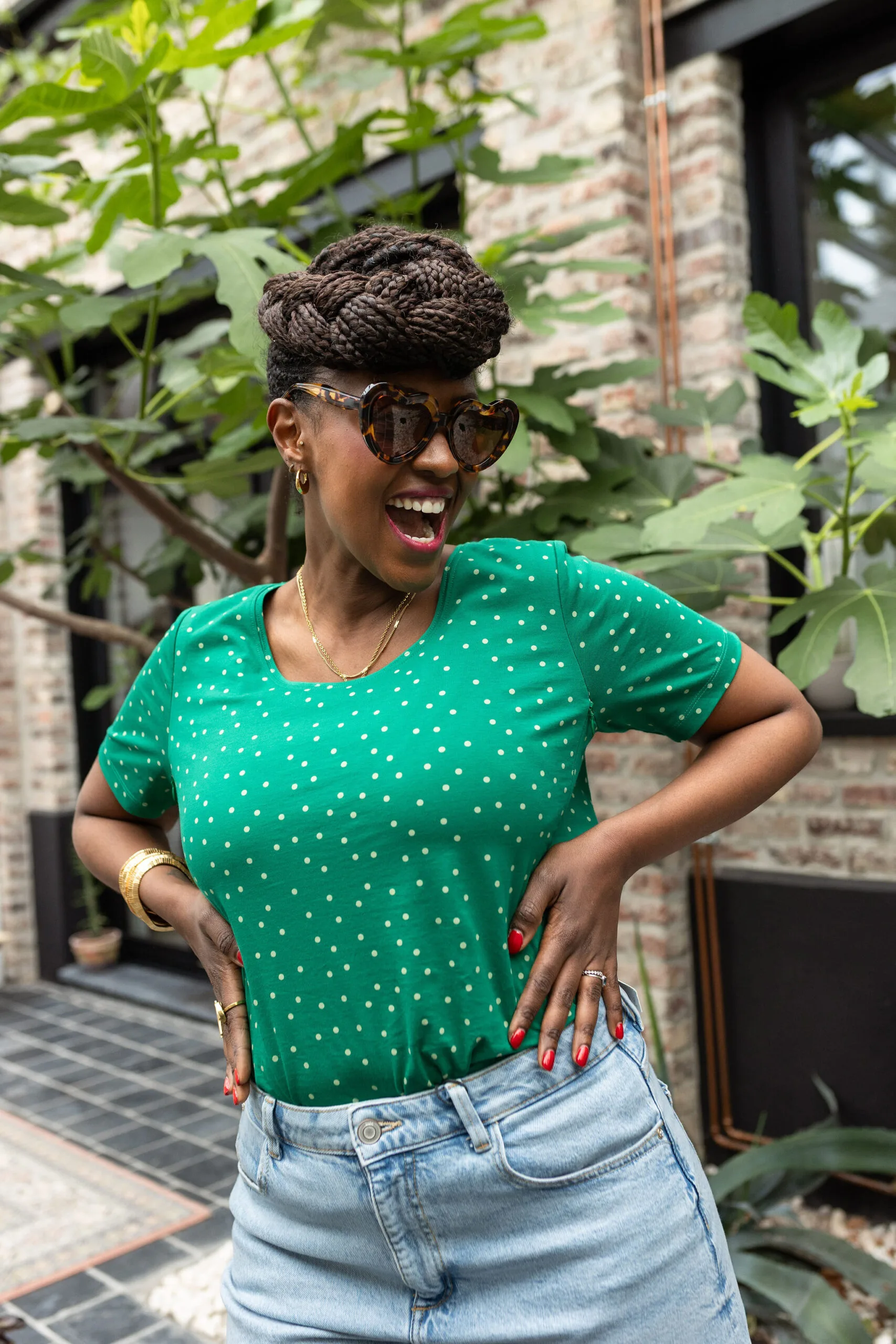 tee shirt allaitement vert pois Dot worry be happy atelier belette