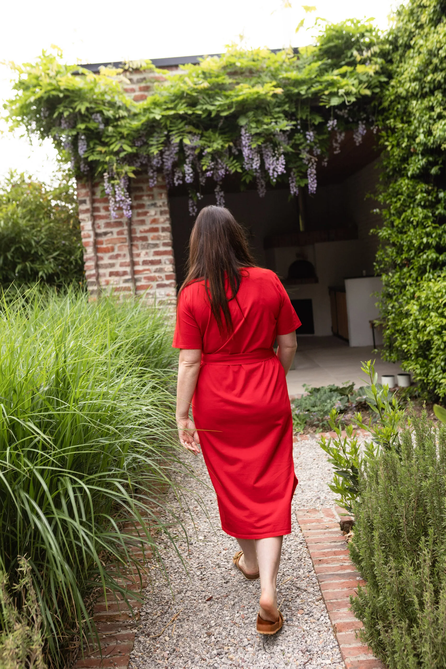 robe allaitement longue rouge uptown mom atelier belette