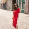 robe allaitement longue rouge uptown mom atelier belette