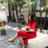 robe allaitement longue rouge uptown mom atelier belette