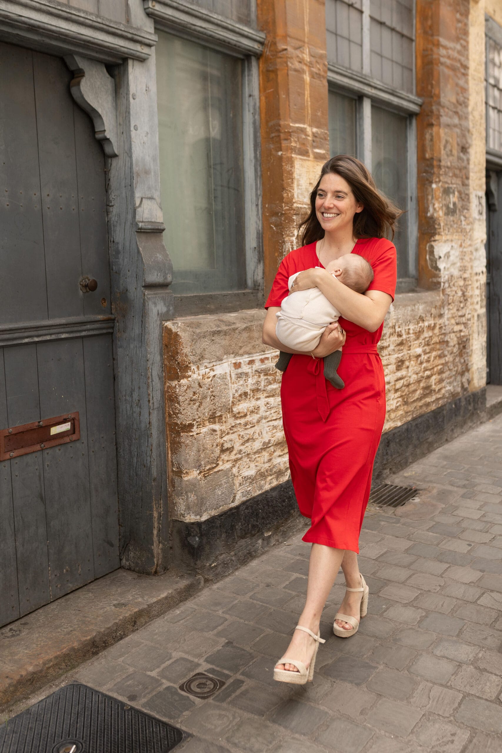 robe allaitement longue rouge uptown mom atelier belette