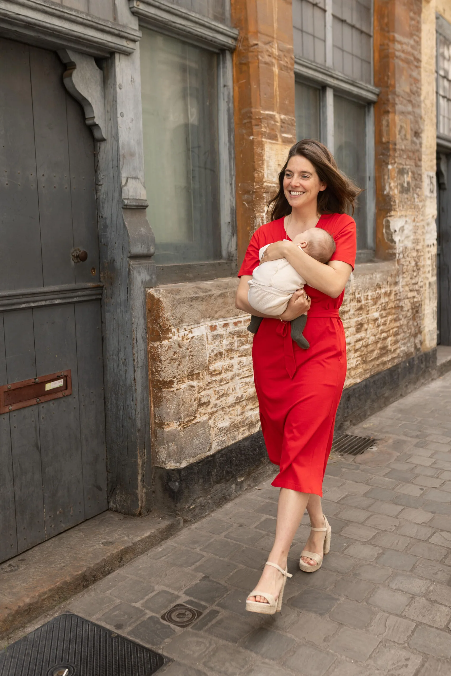 robe allaitement longue rouge uptown mom atelier belette