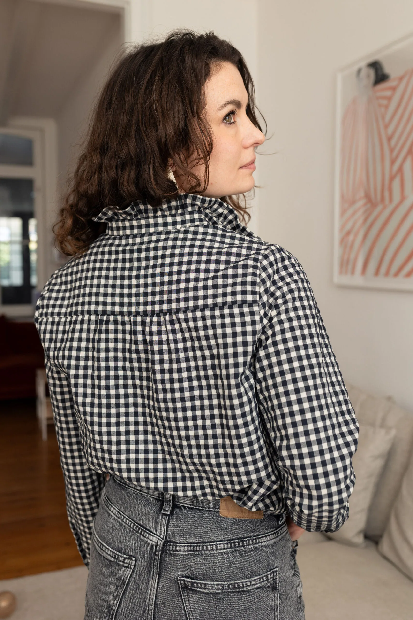 chemise allaitement col montant victorien vichy atelier belette veni vidi vichy