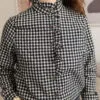 chemise allaitement col montant victorien vichy atelier belette veni vidi vichy
