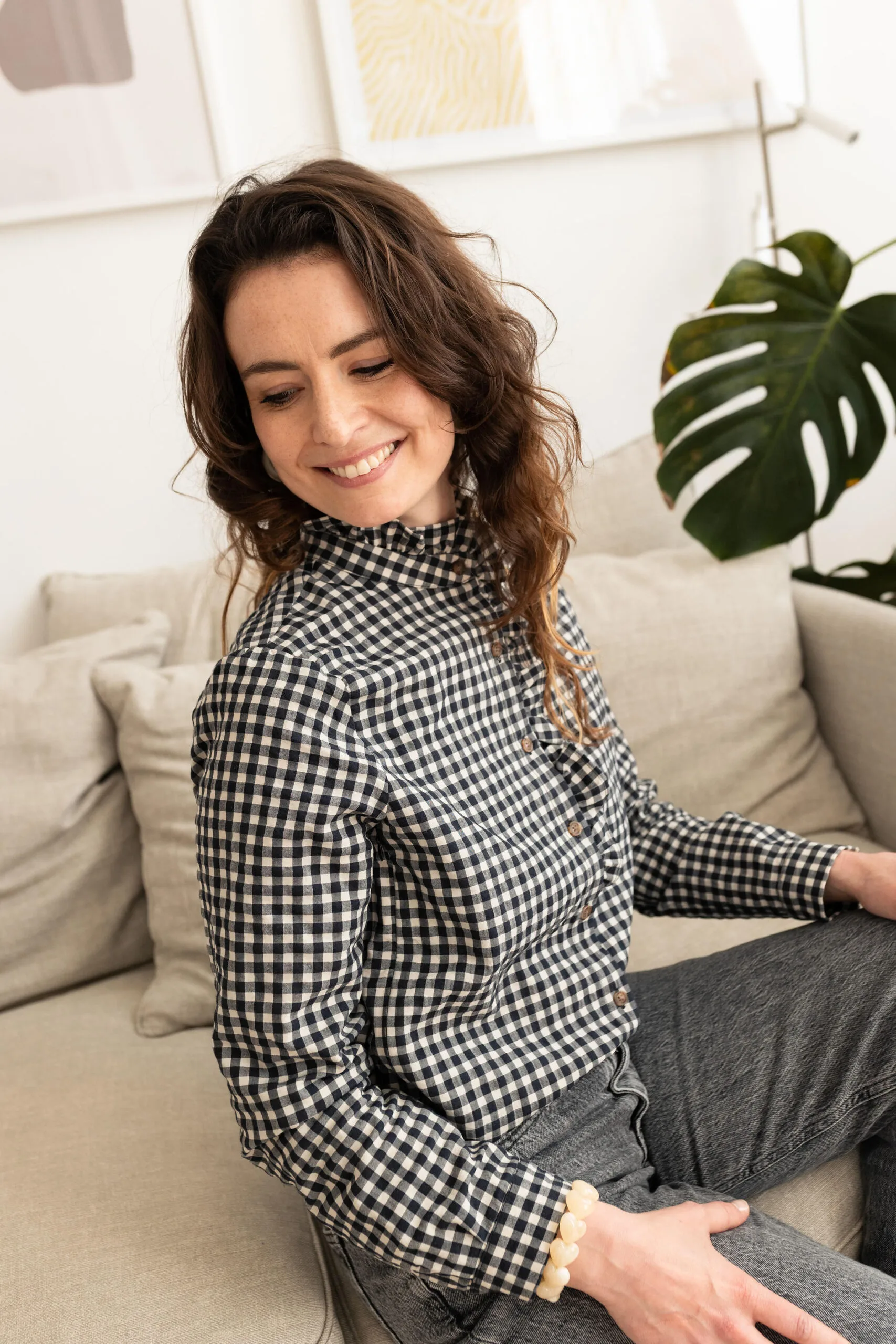 chemise allaitement col montant victorien vichy atelier belette veni vidi vichy